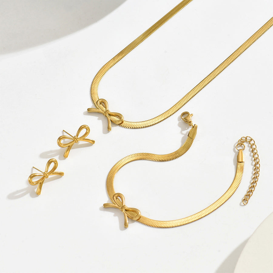 3Pcs Women Bow Knot Jewelry Set with Elegant Earrings