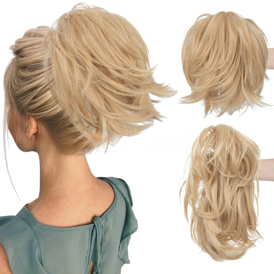 Voluminous Short Curls Clip-On Ponytail with Claw Clip