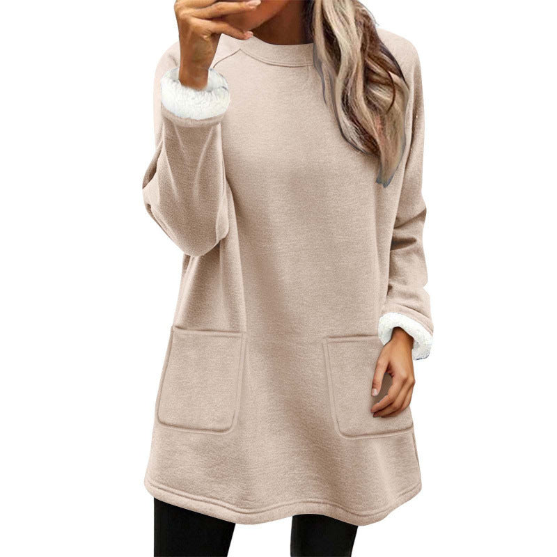 Relaxed-fit Fleece-lined Mid-length Hoodie with Pockets