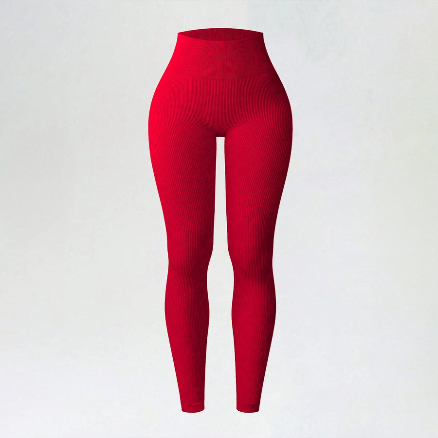 Ribbed Seamless High-Waisted Yoga Leggings for Autumn