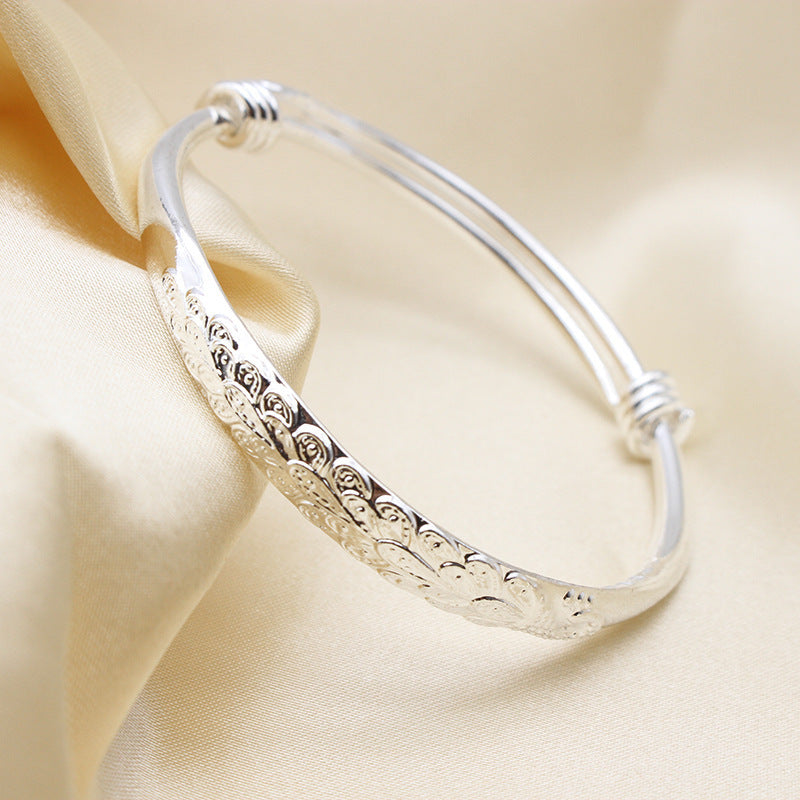 Ethnic Style Retro Miao Silver Plated Lucky Word Bracelet