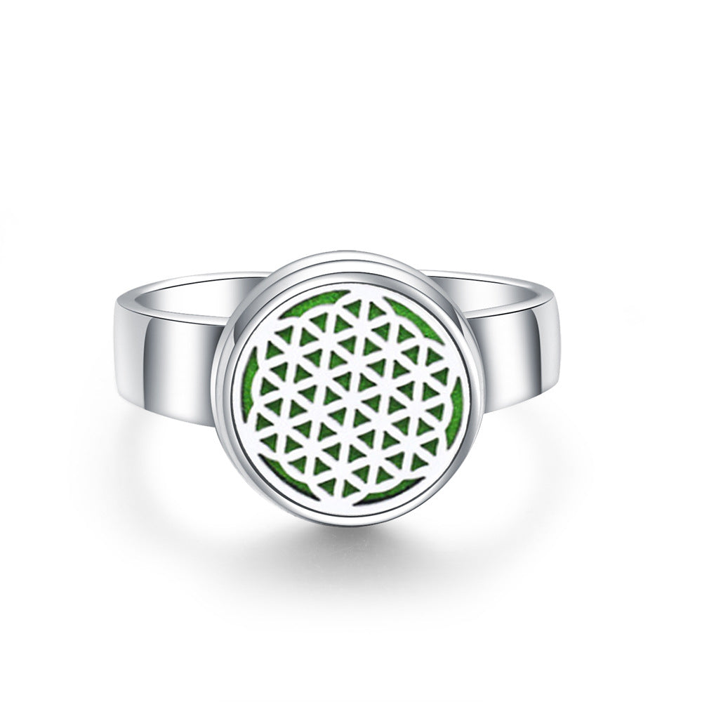 Stainless Steel Aromatherapy Locket Ring - Tree of Life Design