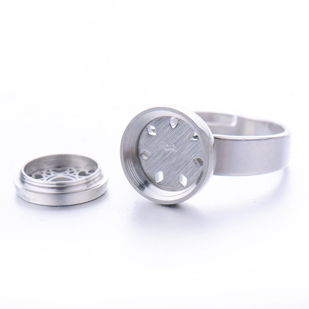 Stainless Steel Aromatherapy Locket Ring - Tree of Life Design
