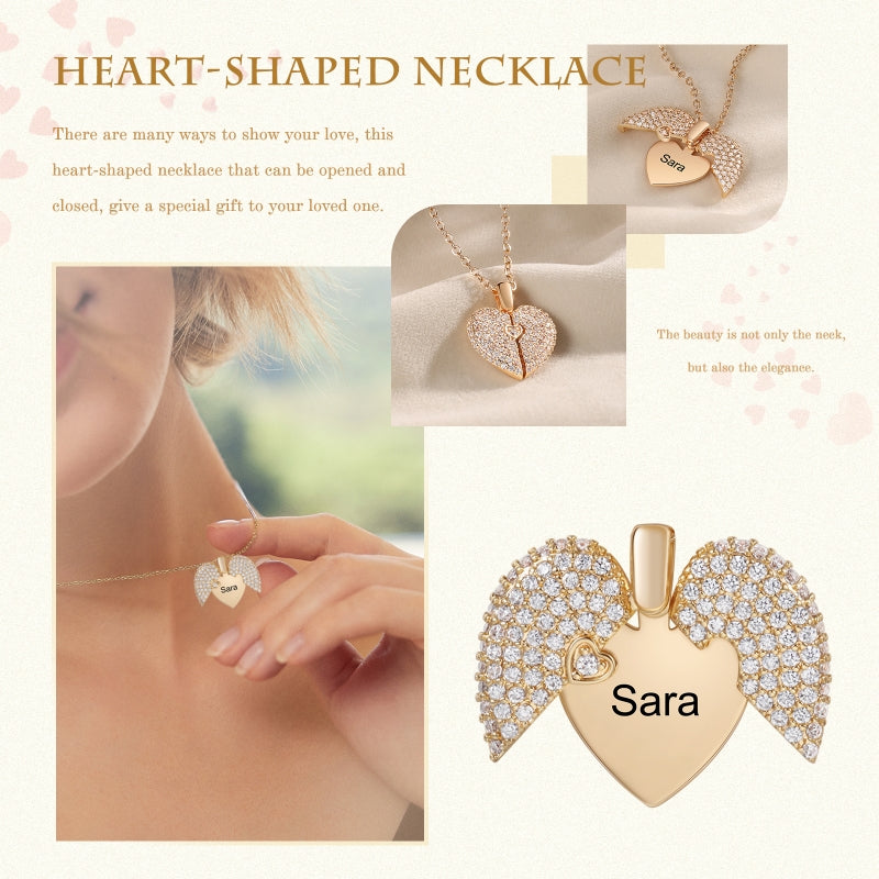 Personalized Heart Locket Necklace - Custom Engraved Gift