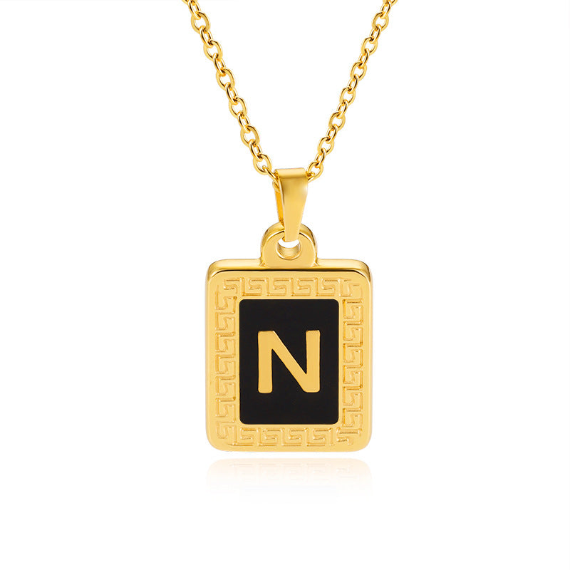 Couples Initial-Engraved Stainless Steel Pendant Necklace
