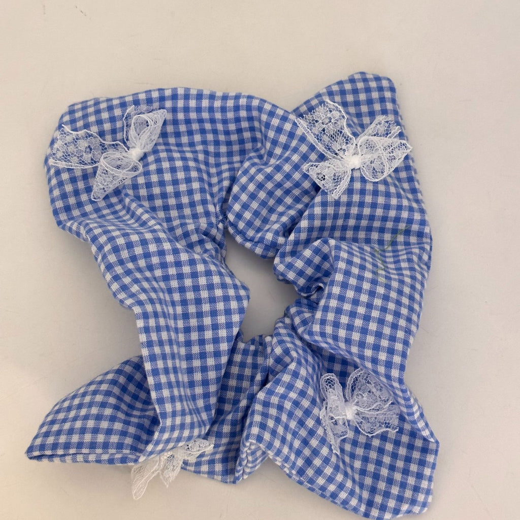 French-style Vintage Plaid Square Scrunchie - Sustainable Fashion