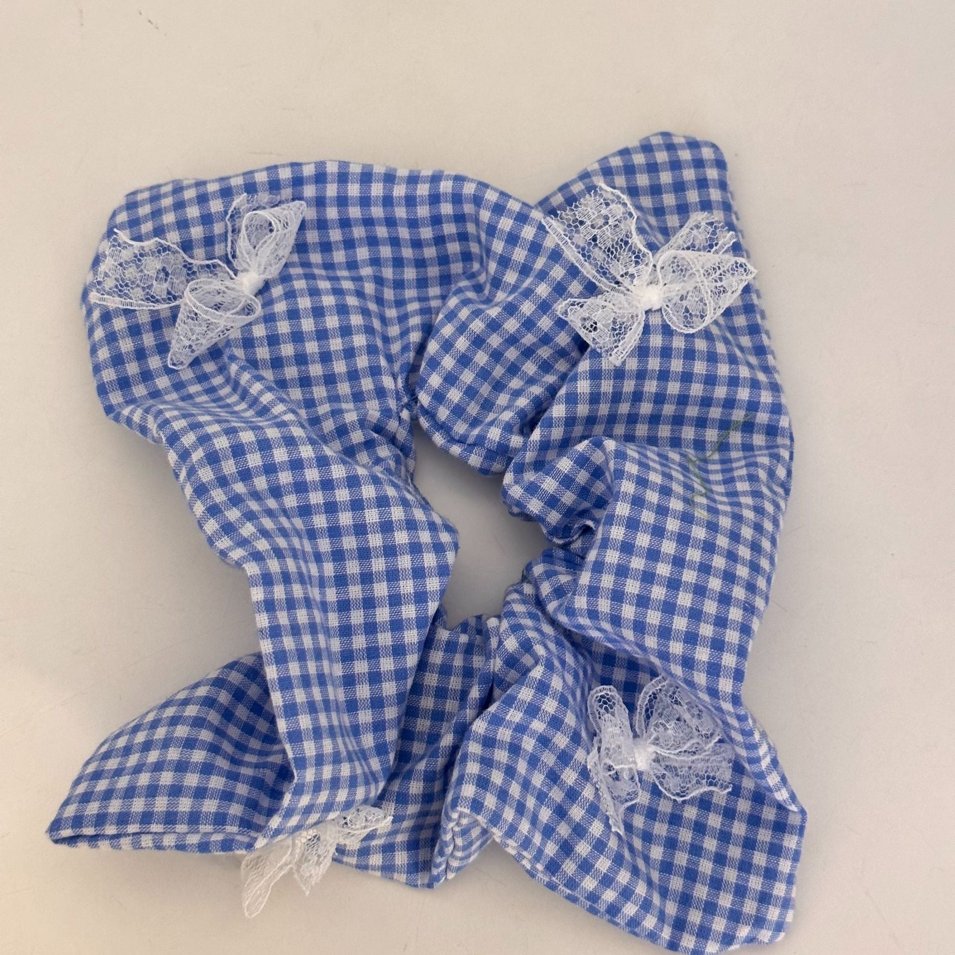 French-style Vintage Plaid Square Scrunchie - Sustainable Fashion