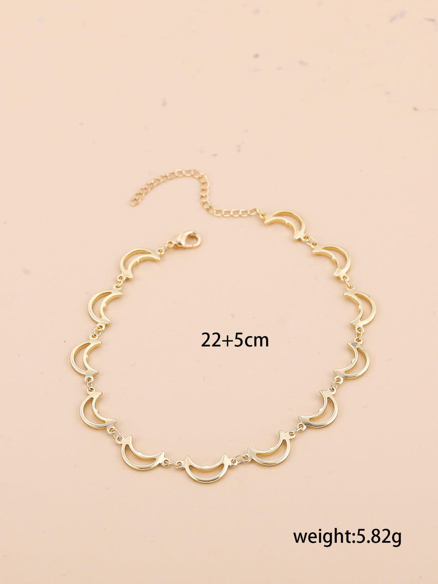 Bohemian-style Cross and Double-heart Multi-layer Anklet