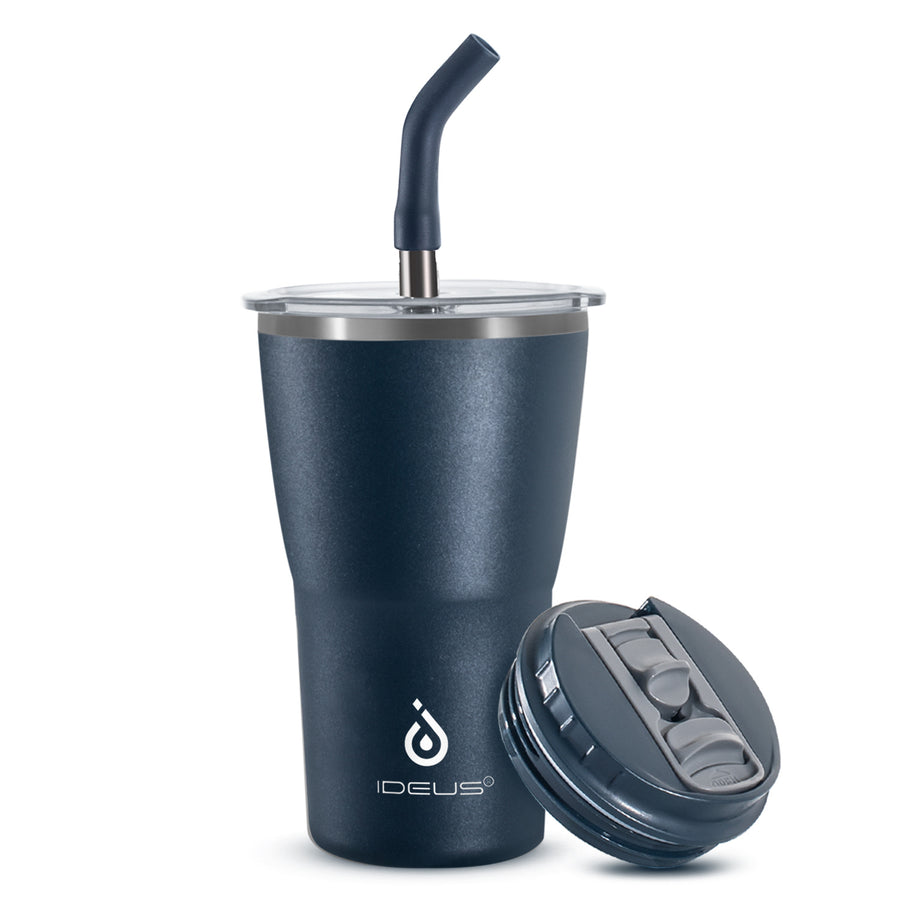 Straight-sided Iced Coffee Tumbler with Double Lid