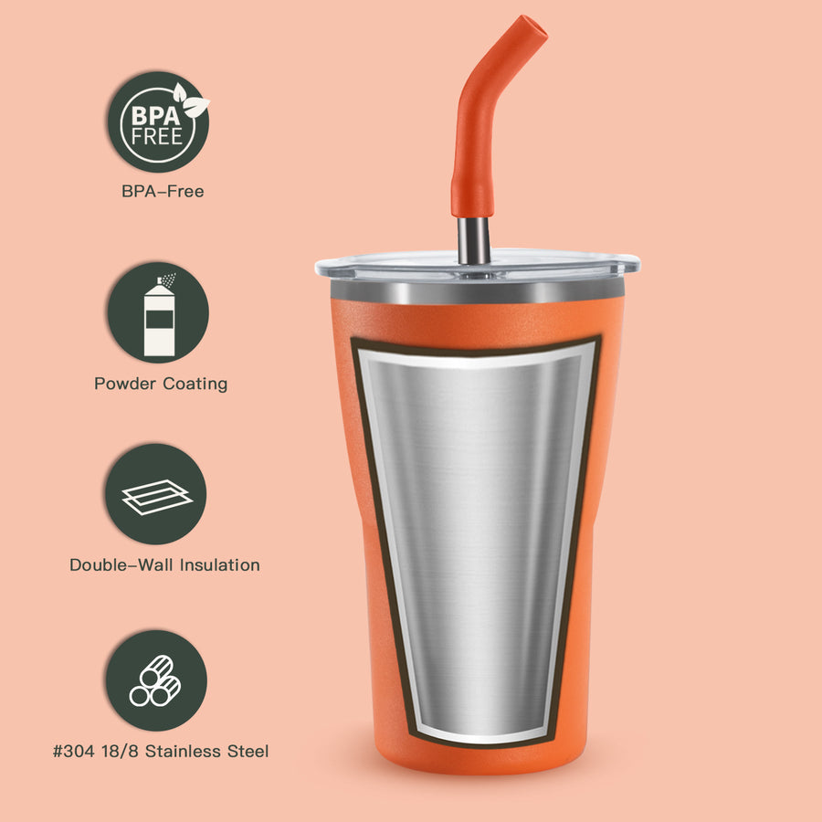 Straight-sided Iced Coffee Tumbler with Double Lid
