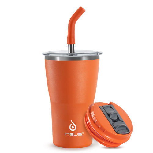 Straight-sided Iced Coffee Tumbler with Double Lid