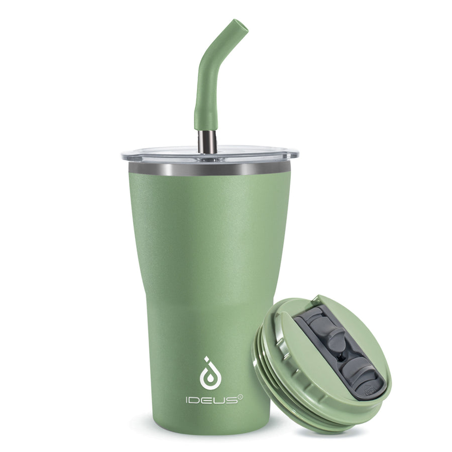 Straight-sided Iced Coffee Tumbler with Double Lid
