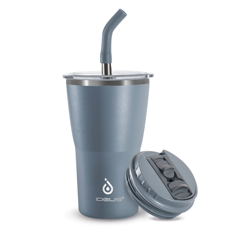 Straight-sided Iced Coffee Tumbler with Double Lid