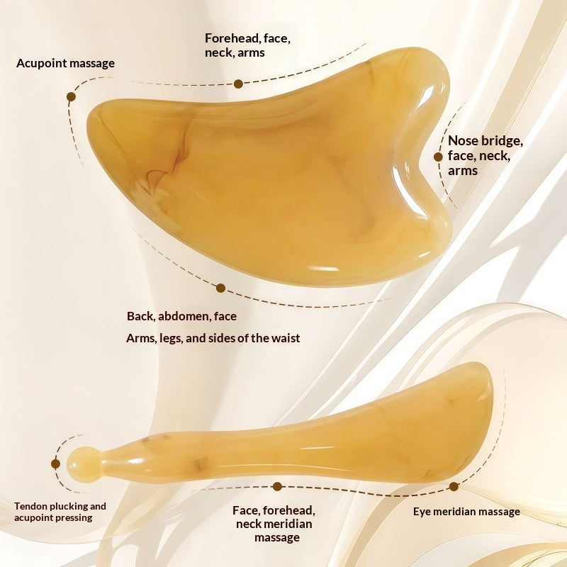 Facial Gua Sha Board and Muscle-Stripping Stick for Relaxation