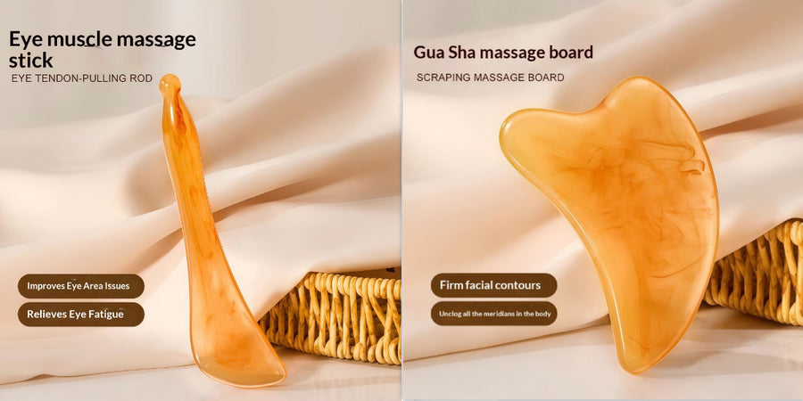 Facial Gua Sha Board and Muscle-Stripping Stick for Relaxation