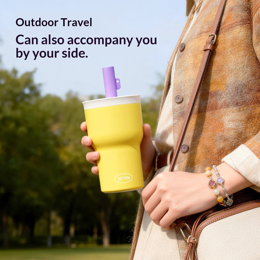 Large Capacity Insulated Tumbler with Straw - Stylish Design