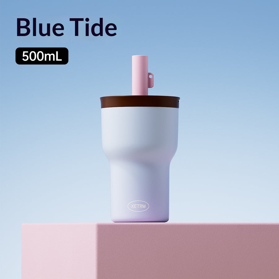 Large Capacity Insulated Tumbler with Straw - Stylish Design