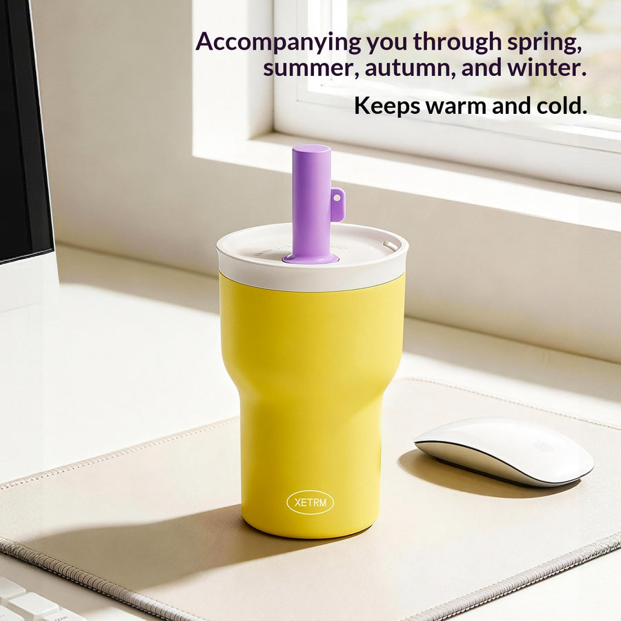 Large Capacity Insulated Tumbler with Straw - Stylish Design