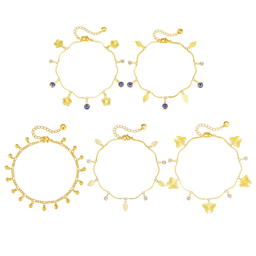 Resort-style Copper Devil-eye Butterfly Zircon Anklet
