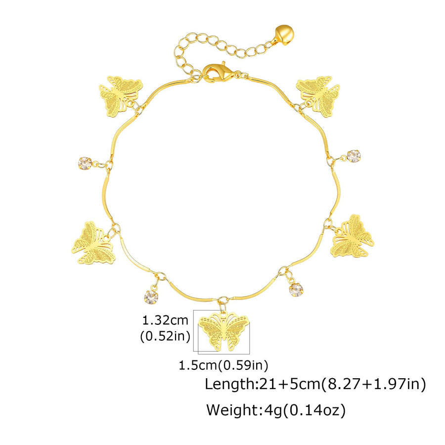 Resort-style Copper Devil-eye Butterfly Zircon Anklet