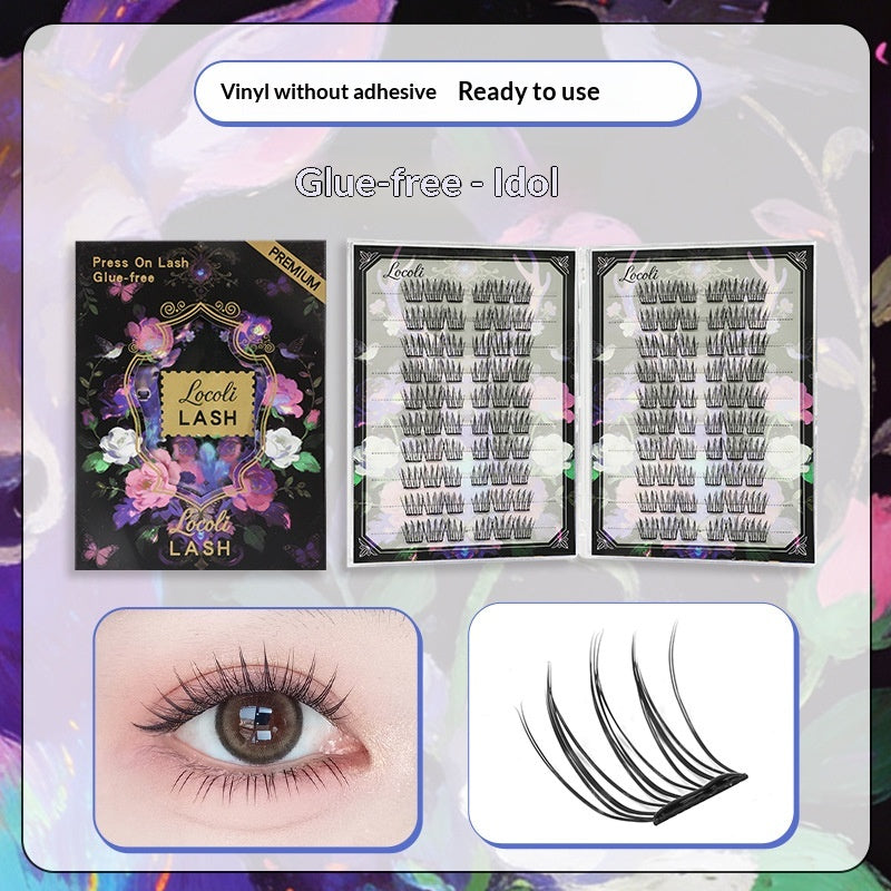 Self-adhesive Glue-free False Eyelashes with Tweezers