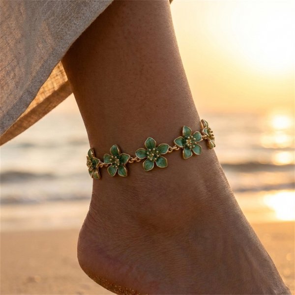 Exaggerated Hollow-out Metal Flower Anklet for Stylish Appeal