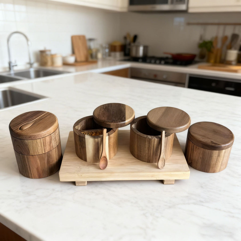 Cross-border Best-selling Acacia Wood Salt Shaker - Kitchen Storage