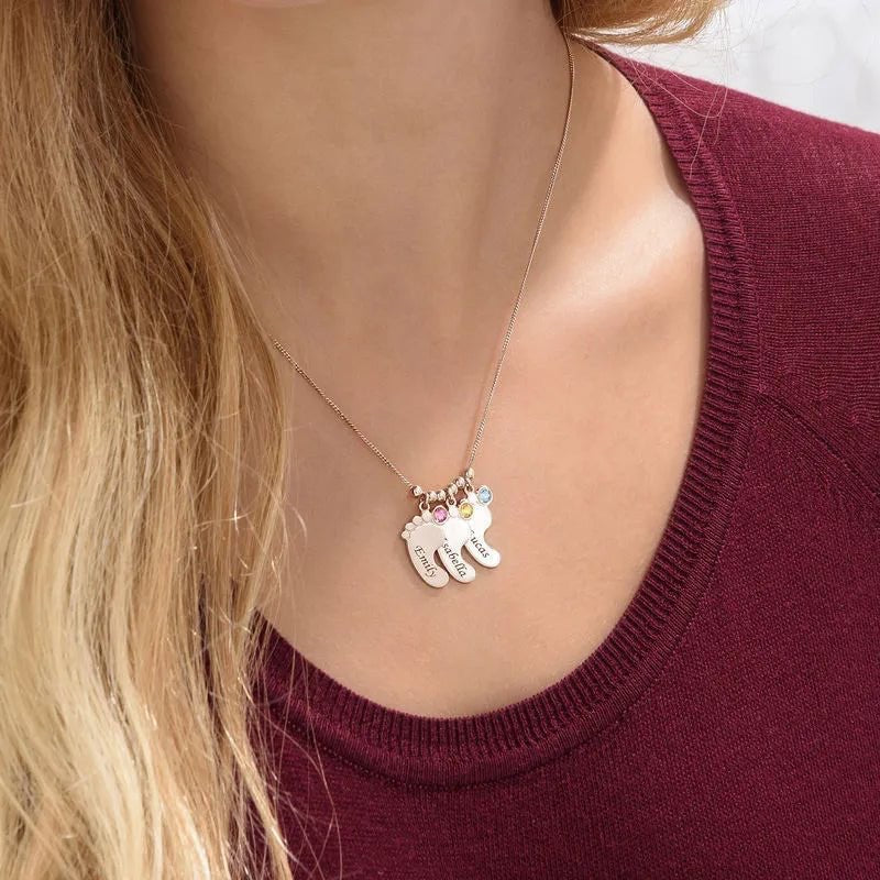 Simple Mother's Day Anklet Necklace with December Birthstone