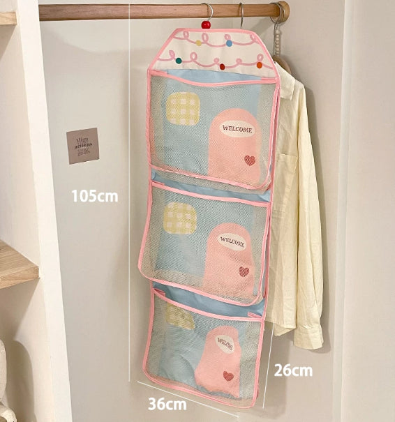 Three-in-One Wall-Mounted Net Bag - Versatile Cosmetic Pouch