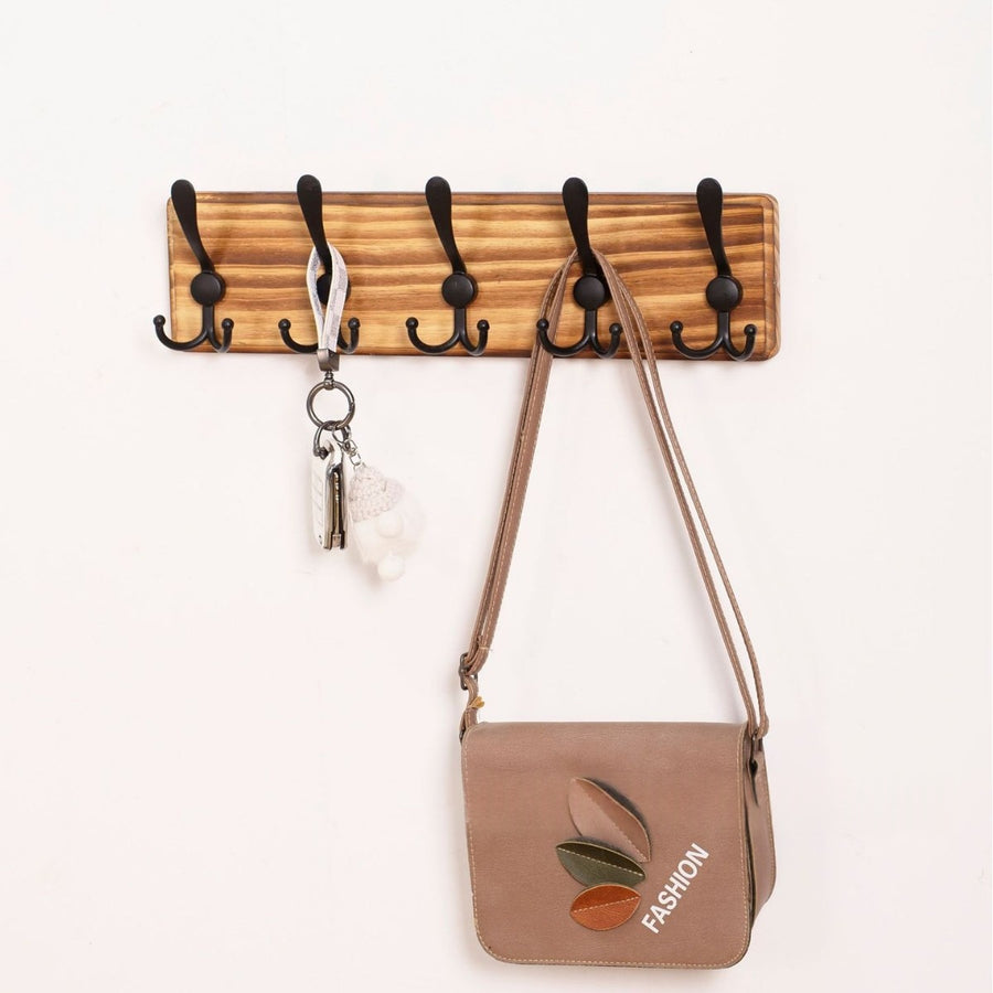 Household Hooks Wooden Shelving Unit for Efficient Storage