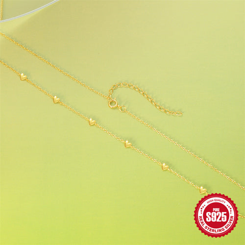 S925 Sterling Silver Heart Layered Choker Necklace for Women