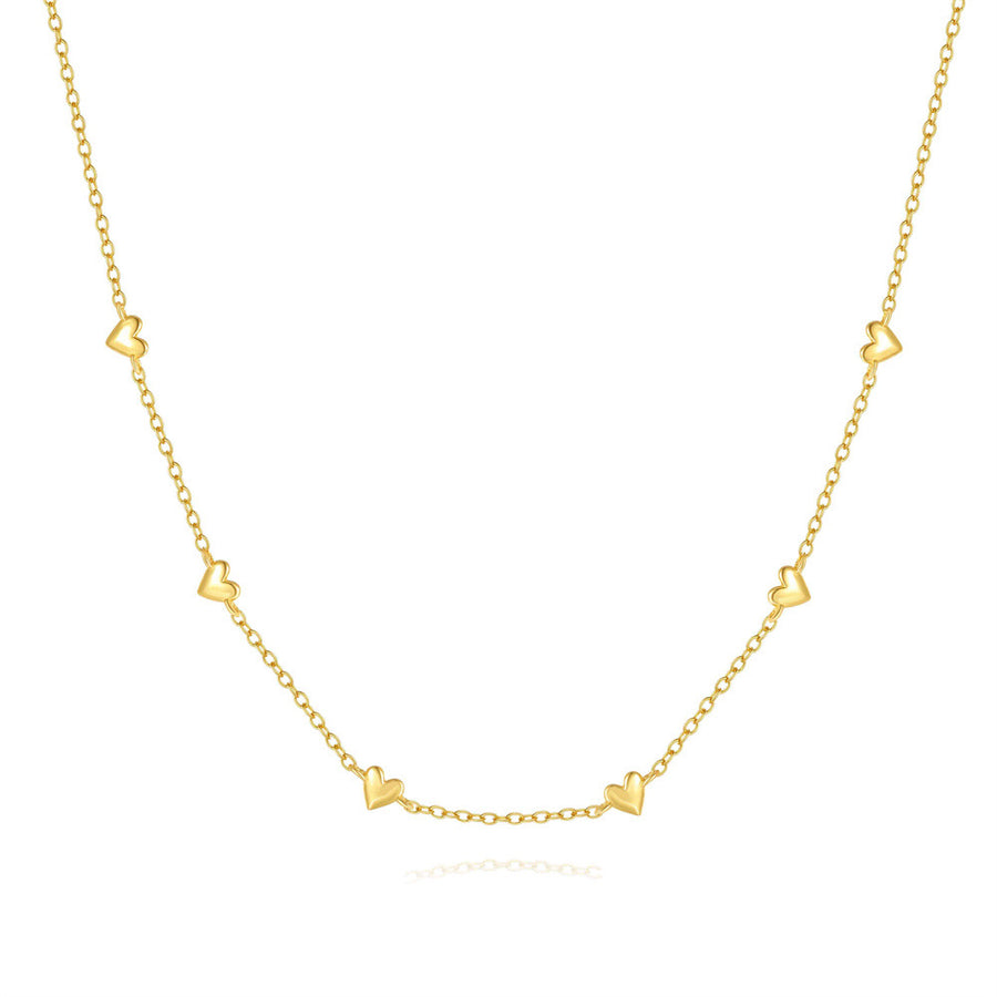 S925 Sterling Silver Heart Layered Choker Necklace for Women