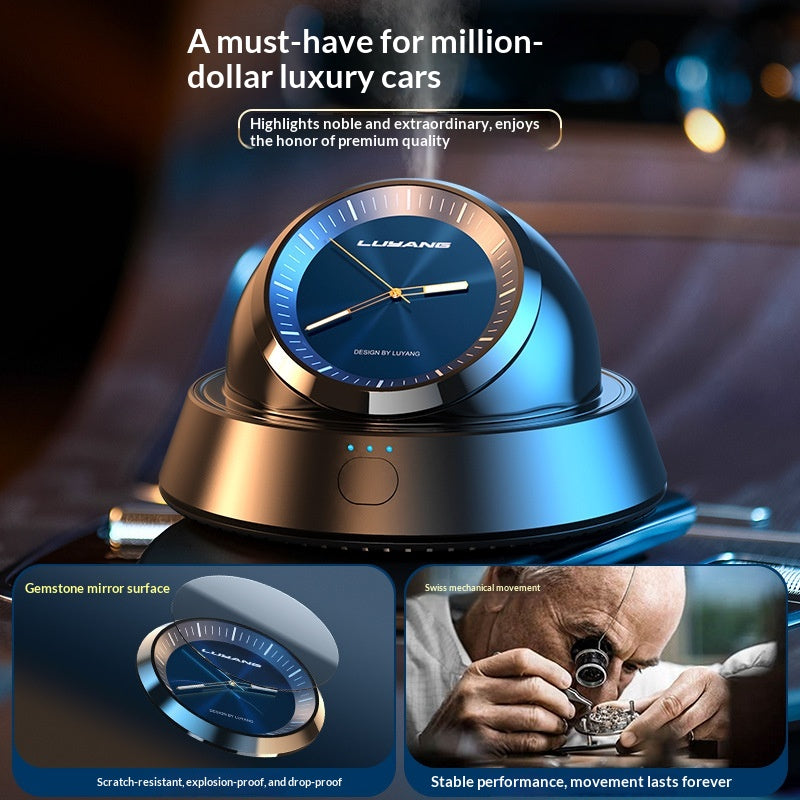 Smart In-car Aromatherapy Diffuser Clock Ornament with Light
