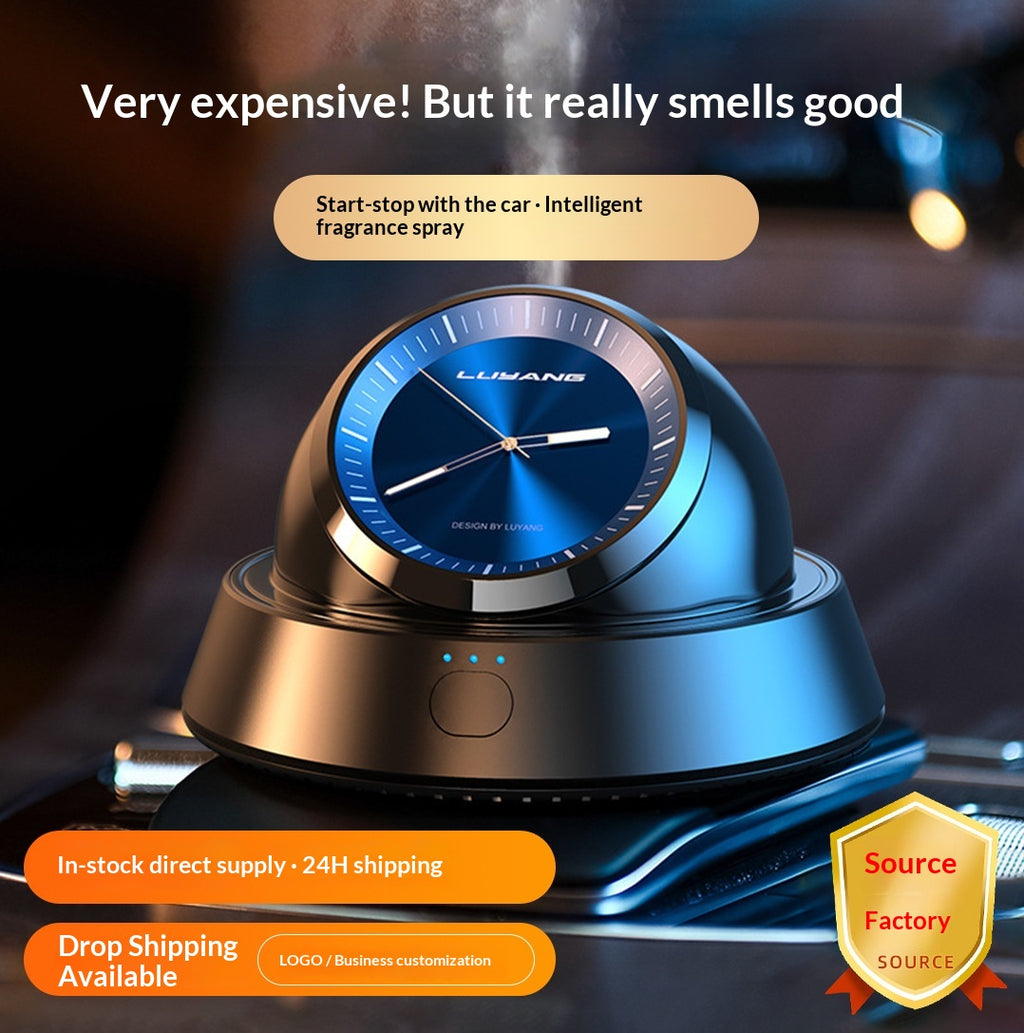 Smart In-car Aromatherapy Diffuser Clock Ornament with Light