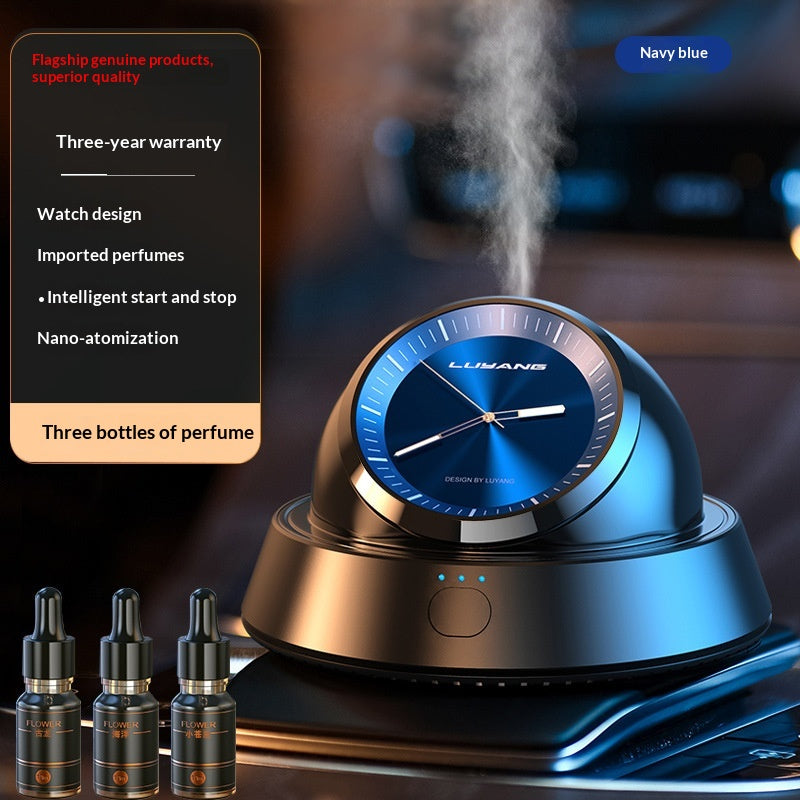 Smart In-car Aromatherapy Diffuser Clock Ornament with Light