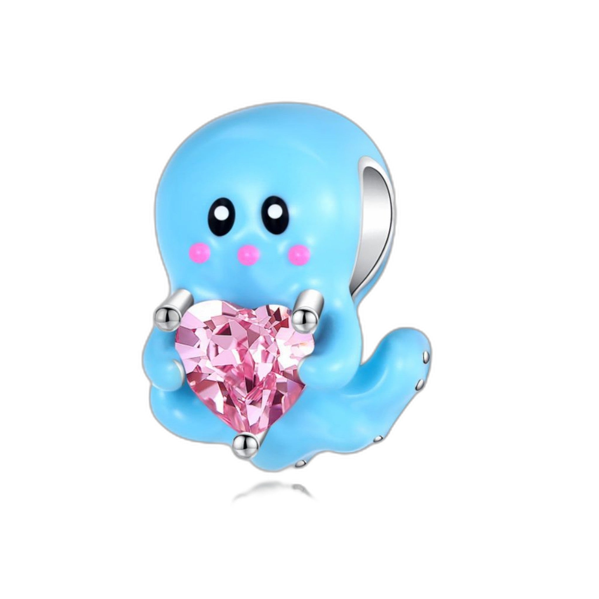 Blue Dripping-Oil Zircon Cute Animal Bead Pendant Necklace