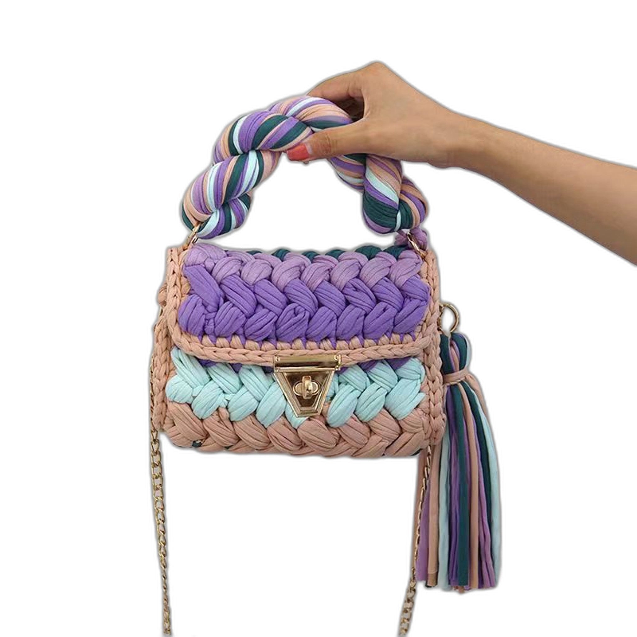 Handwoven Womens Tote Bag - Minimalist Style Cosmetic Bag