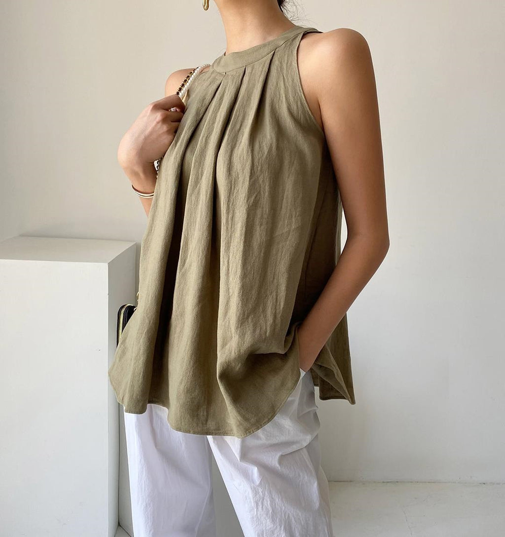 Eco Friendly Retro Skin-friendly Pleated Camisole