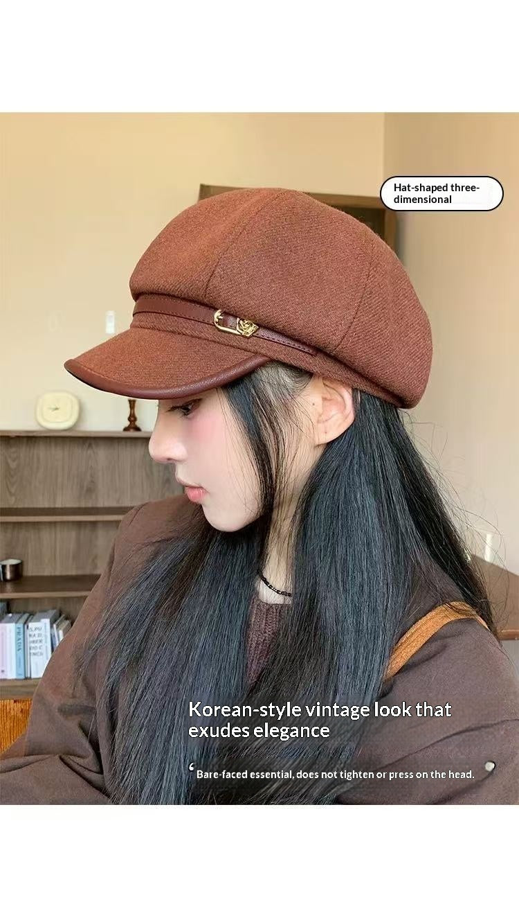 Japanese-style Retro Artistic Black Cap Beret for Women