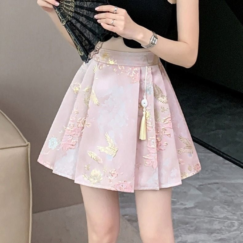 Elegant New Chinese-style Satin Skirt for Women