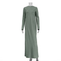Long-sleeved Slit Satin Sheath Bottoming Maxi Dress