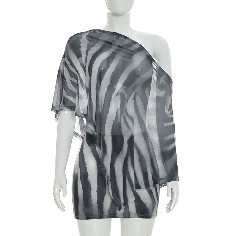 Womens Claw-print Off-shoulder Top & Bodycon Midi Skirt Set