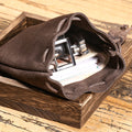 Vintage Stylish Cowhide Braided Drawstring Cosmetic Pouch