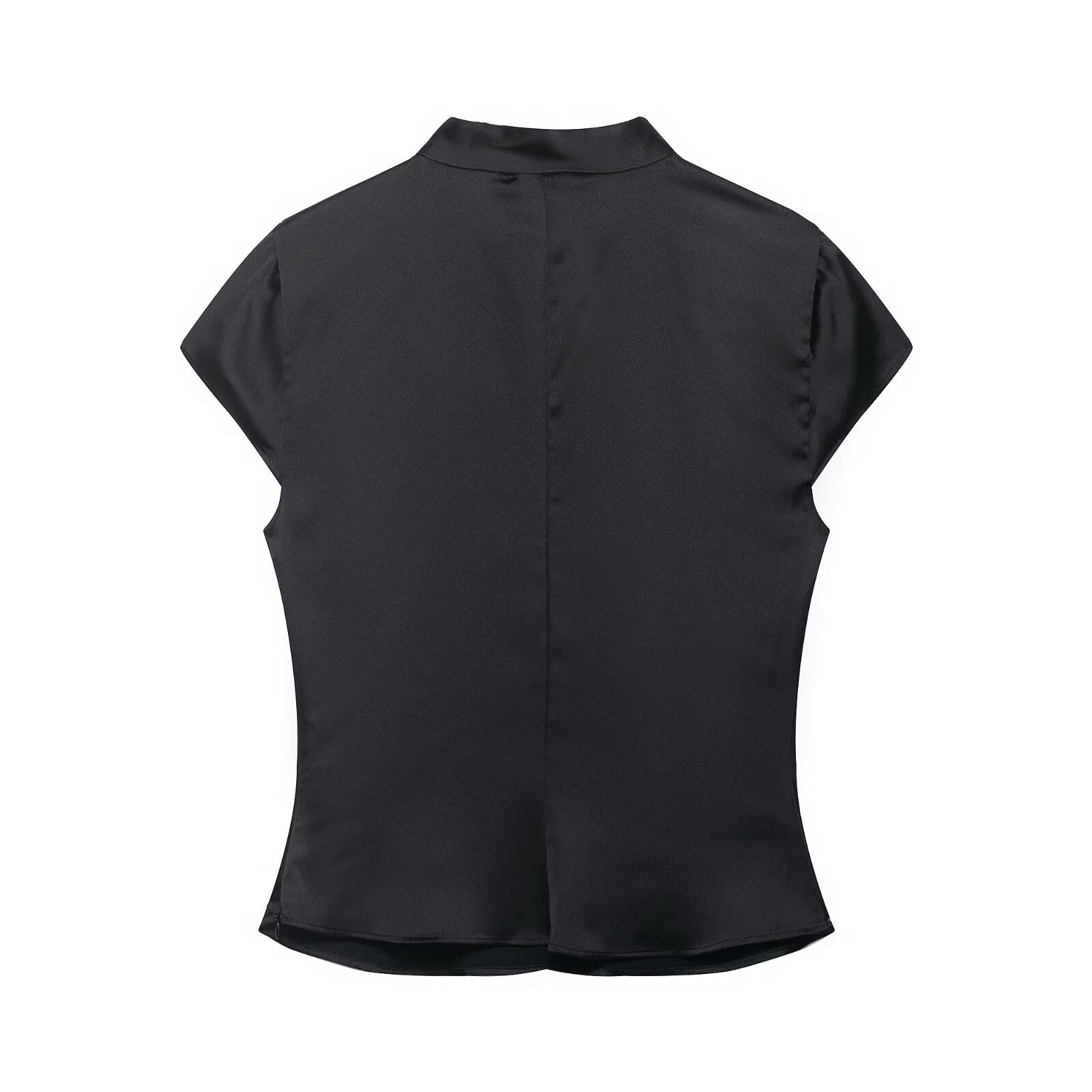 Chinese-style Summer Satin Top with Mandarin Collar