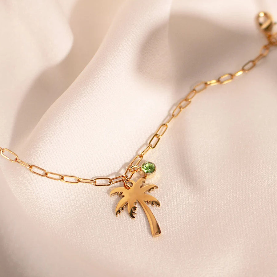 Palm Tree Birthstone Anklet - Fashionable Jewelry for You