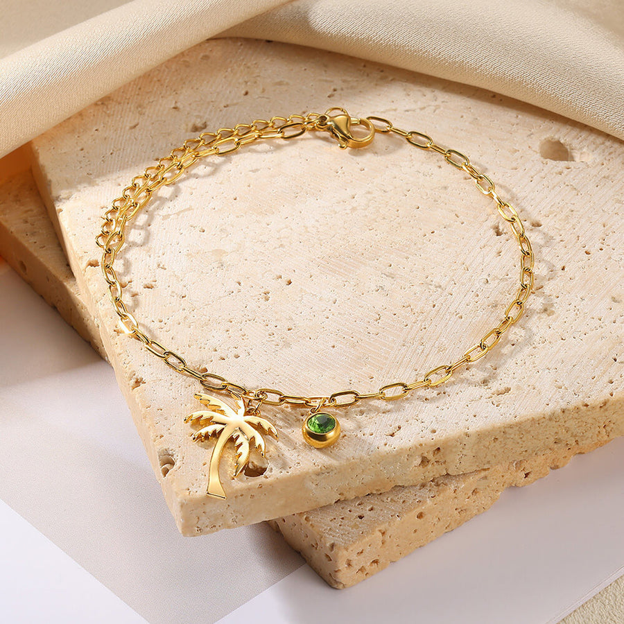 Palm Tree Birthstone Anklet - Fashionable Jewelry for You