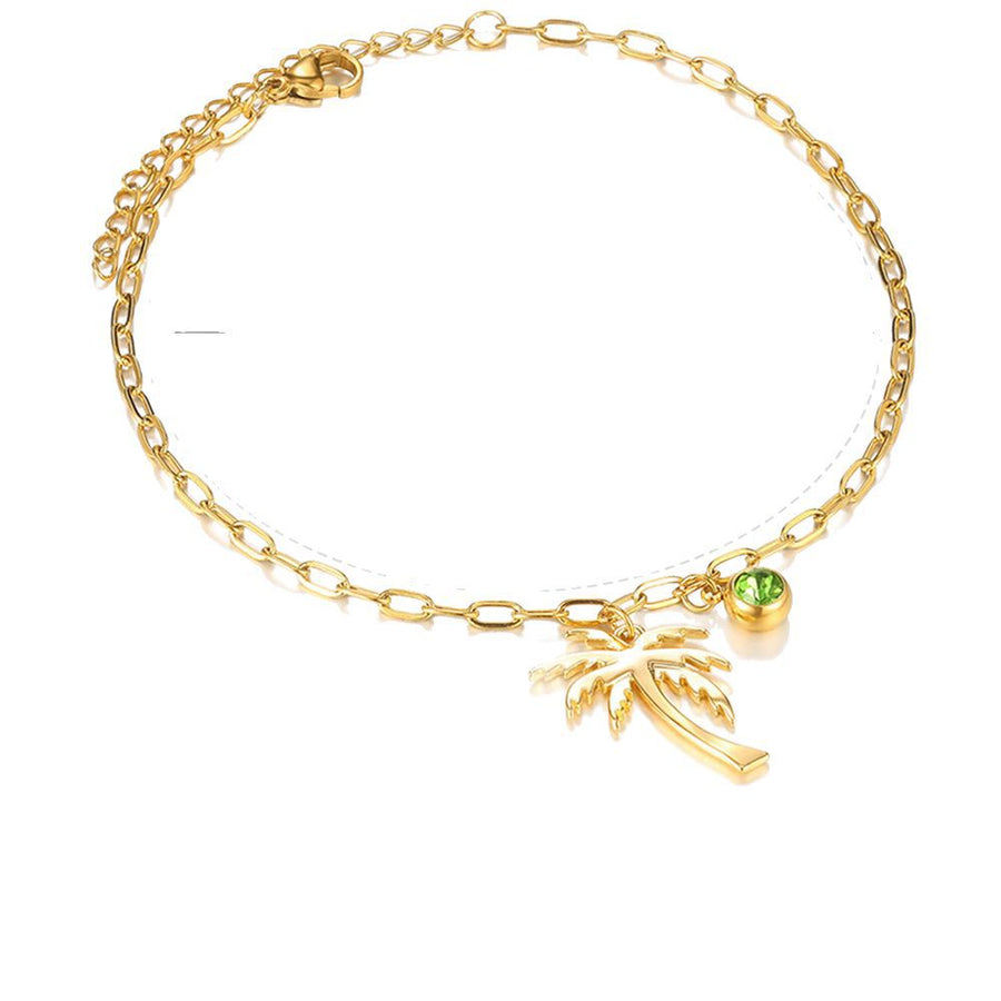 Palm Tree Birthstone Anklet - Fashionable Jewelry for You