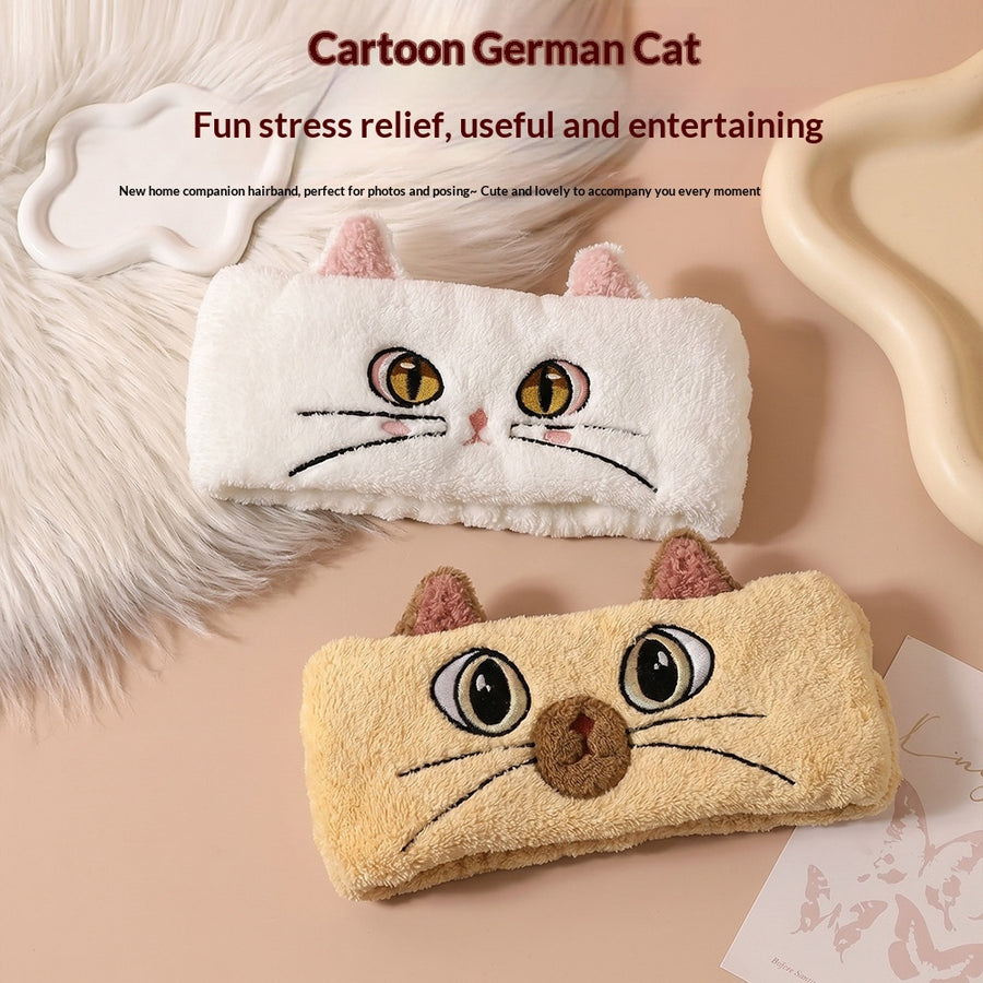 New Cartoon Cat Face-Washing Headband for Women