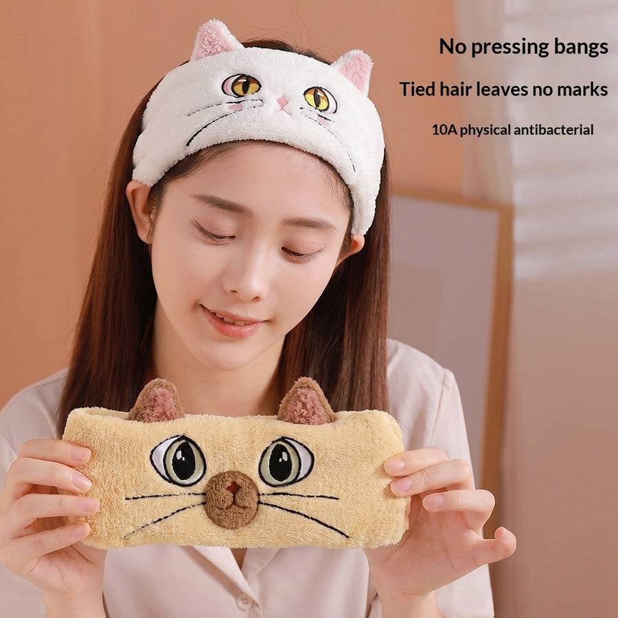 New Cartoon Cat Face-Washing Headband for Women