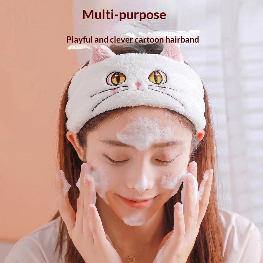 New Cartoon Cat Face-Washing Headband for Women
